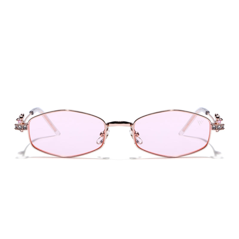 Hexagonal Sunglasses for Men & Women (Pink Lens | Rose Gold Frame - SLMG7780)