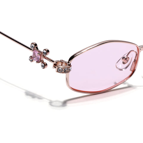 Hexagonal Sunglasses for Men & Women (Pink Lens | Rose Gold Frame - SLMG7780)