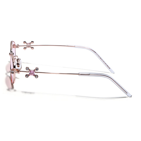 Hexagonal Sunglasses for Men & Women (Pink Lens | Rose Gold Frame - SLMG7780)