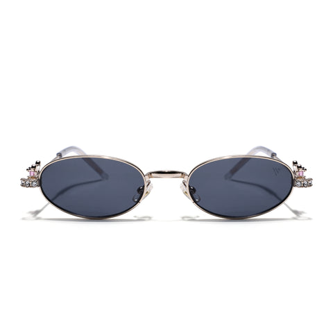 Oval Sunglasses for Men & Women (Black Lens | Golden Frame - SLMG7781)