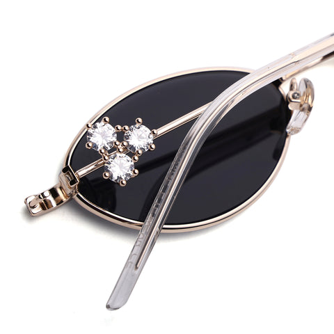 Oval Sunglasses for Men & Women (Black Lens | Golden Frame - SLMG7782)