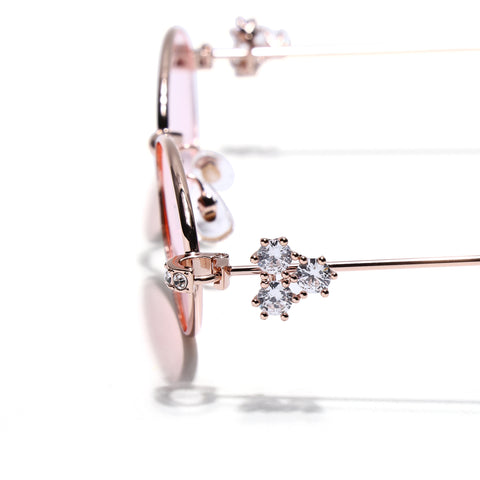 Oval Sunglasses for Men & Women (Pink Lens | Golden Frame - SLMG7783)