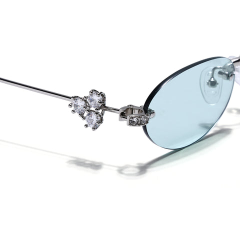 Oval Sunglasses for Men & Women (Green Lens | Silver Frame - SLMG7784)