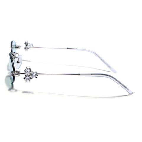 Oval Sunglasses for Men & Women (Green Lens | Silver Frame - SLMG7784)