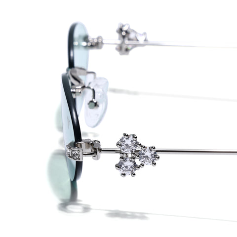 Oval Sunglasses for Men & Women (Green Lens | Silver Frame - SLMG7784)