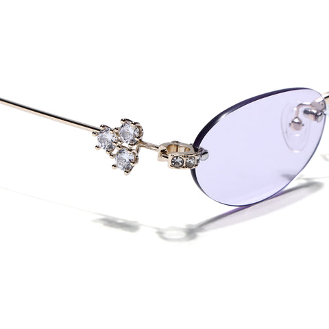 Oval Sunglasses for Men & Women (Purple Lens | Golden Frame - SLMG7785)