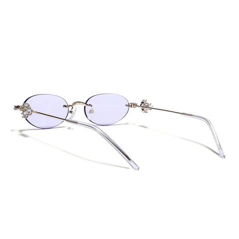 Oval Sunglasses for Men & Women (Purple Lens | Golden Frame - SLMG7785)