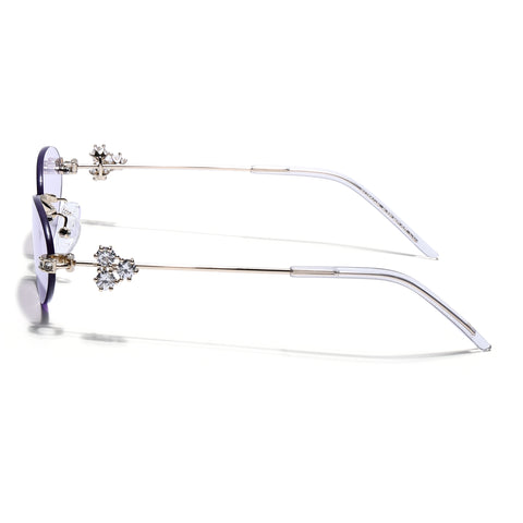 Oval Sunglasses for Men & Women (Purple Lens | Golden Frame - SLMG7785)