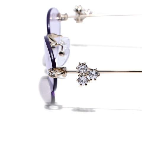 Oval Sunglasses for Men & Women (Purple Lens | Golden Frame - SLMG7785)