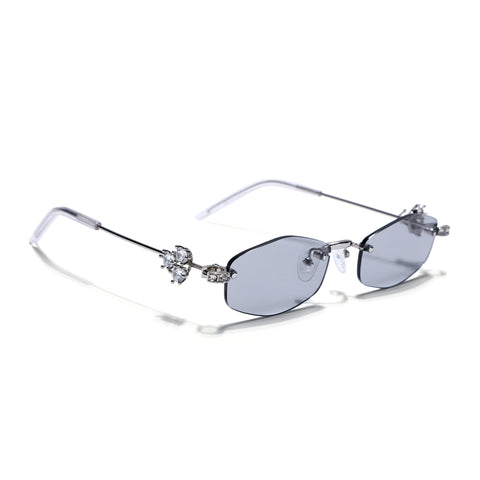 Hexagonal Sunglasses for Men & Women (Black Lens | Silver Frame - SLMG7786)