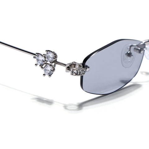 Hexagonal Sunglasses for Men & Women (Black Lens | Silver Frame - SLMG7786)