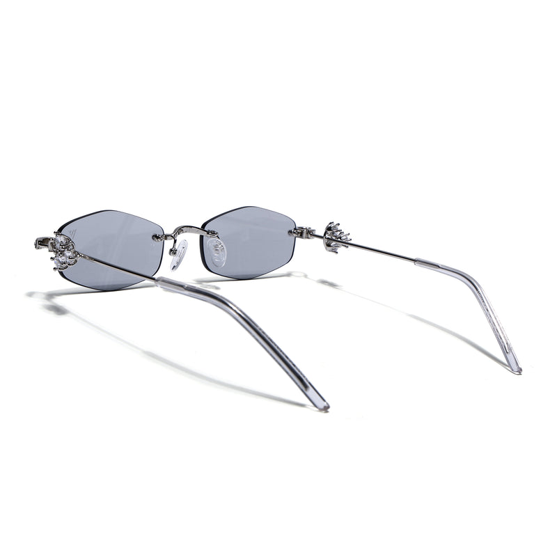 Hexagonal Sunglasses for Men & Women (Black Lens | Silver Frame - SLMG7786)
