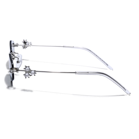 Hexagonal Sunglasses for Men & Women (Black Lens | Silver Frame - SLMG7786)