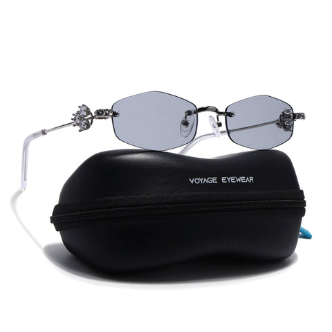 Hexagonal Sunglasses for Men & Women (Black Lens | Silver Frame - SLMG7786)