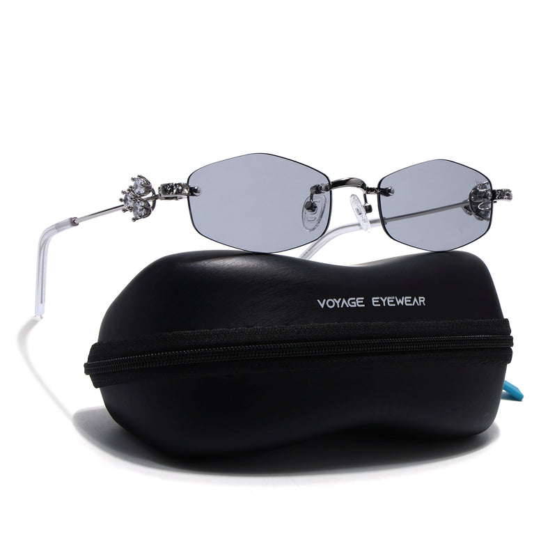 Hexagonal Sunglasses for Men & Women (Black Lens | Silver Frame - SLMG7786)