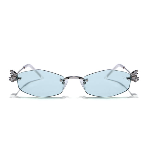 Hexagonal Sunglasses for Men & Women (Green Lens | Silver Frame - SLMG7787)