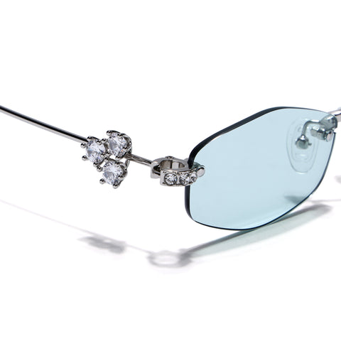 Hexagonal Sunglasses for Men & Women (Green Lens | Silver Frame - SLMG7787)