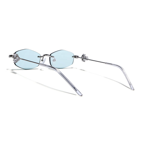 Hexagonal Sunglasses for Men & Women (Green Lens | Silver Frame - SLMG7787)