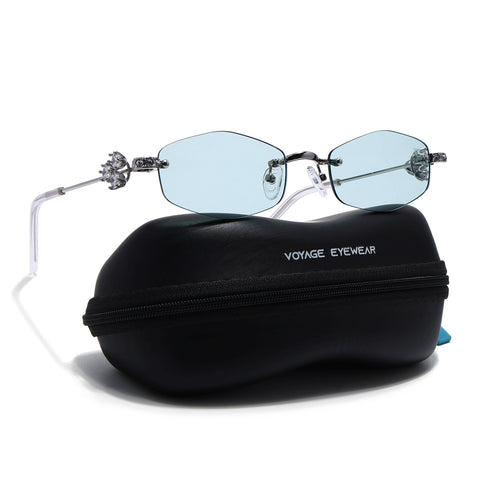 Hexagonal Sunglasses for Men & Women (Green Lens | Silver Frame - SLMG7787)