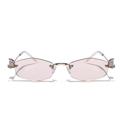 Hexagonal Sunglasses for Men & Women (Brown Lens | Golden Frame - SLMG7788)