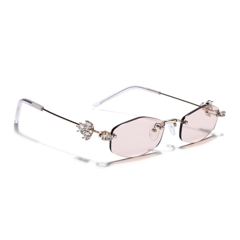 Hexagonal Sunglasses for Men & Women (Brown Lens | Golden Frame - SLMG7788)