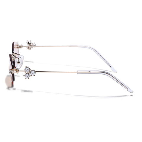 Hexagonal Sunglasses for Men & Women (Brown Lens | Golden Frame - SLMG7788)