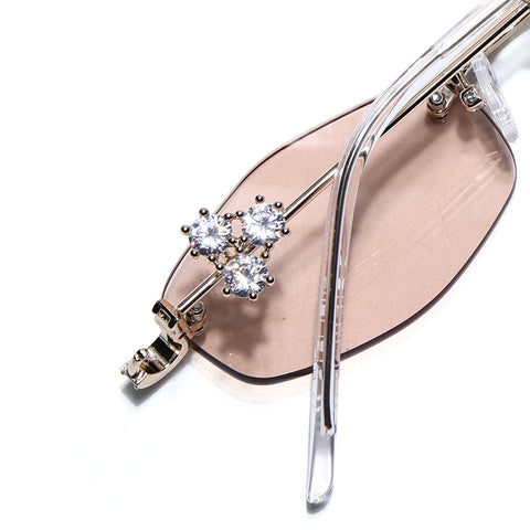 Hexagonal Sunglasses for Men & Women (Brown Lens | Golden Frame - SLMG7788)