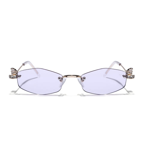 Hexagonal Sunglasses for Men & Women (Purple Lens | Golden Frame - SLMG7789)