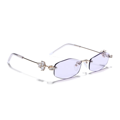 Hexagonal Sunglasses for Men & Women (Purple Lens | Golden Frame - SLMG7789)