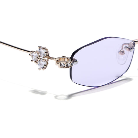 Hexagonal Sunglasses for Men & Women (Purple Lens | Golden Frame - SLMG7789)