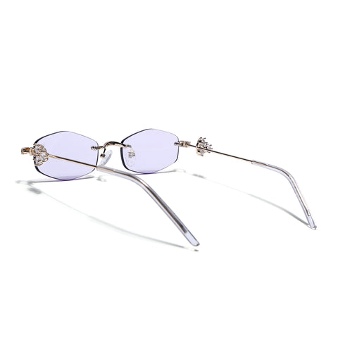 Hexagonal Sunglasses for Men & Women (Purple Lens | Golden Frame - SLMG7789)