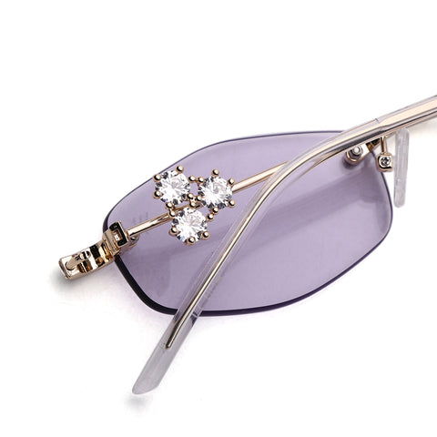 Hexagonal Sunglasses for Men & Women (Purple Lens | Golden Frame - SLMG7789)