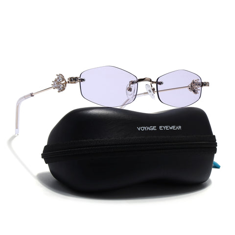 Hexagonal Sunglasses for Men & Women (Purple Lens | Golden Frame - SLMG7789)