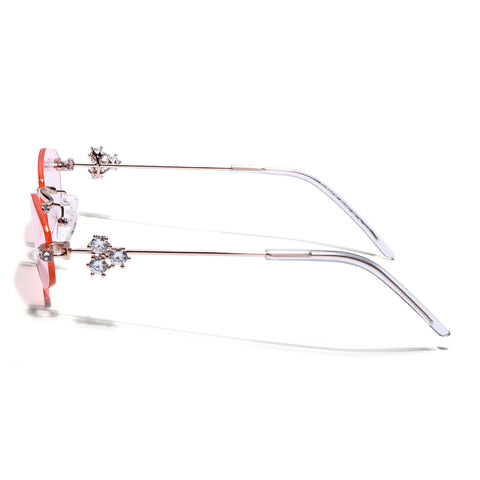 Hexagonal Sunglasses for Men & Women (Pink Lens | Golden Frame - SLMG7790)