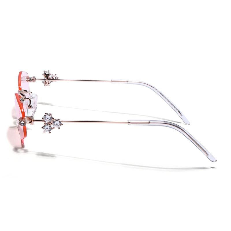 Hexagonal Sunglasses for Men & Women (Pink Lens | Golden Frame - SLMG7790)