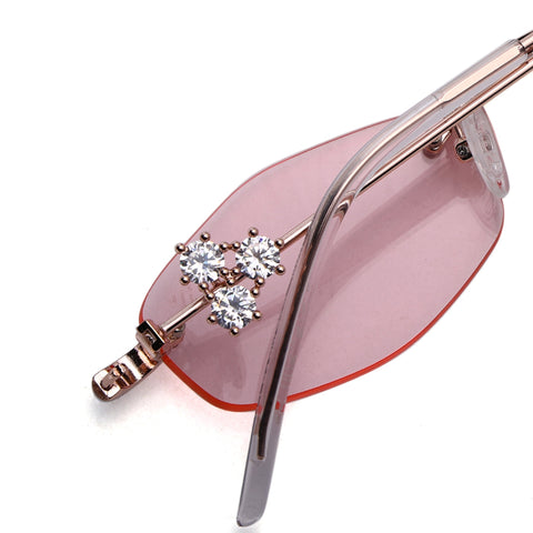 Hexagonal Sunglasses for Men & Women (Pink Lens | Golden Frame - SLMG7790)