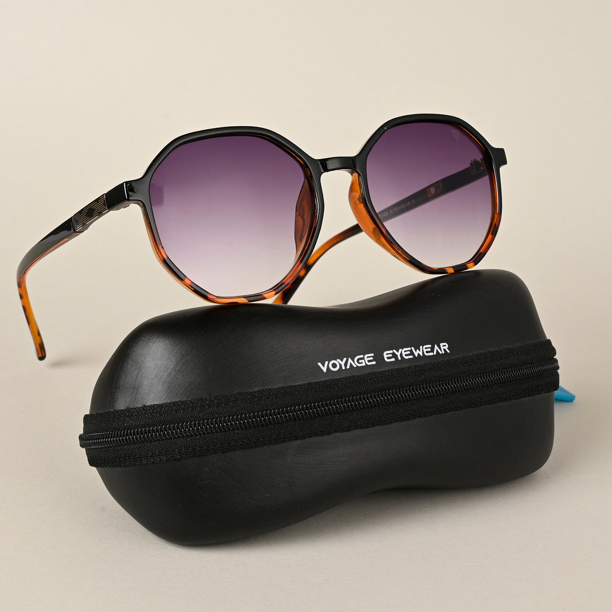 Voyage Purple & Clear Geometric Sunglasses for Women - MG4244