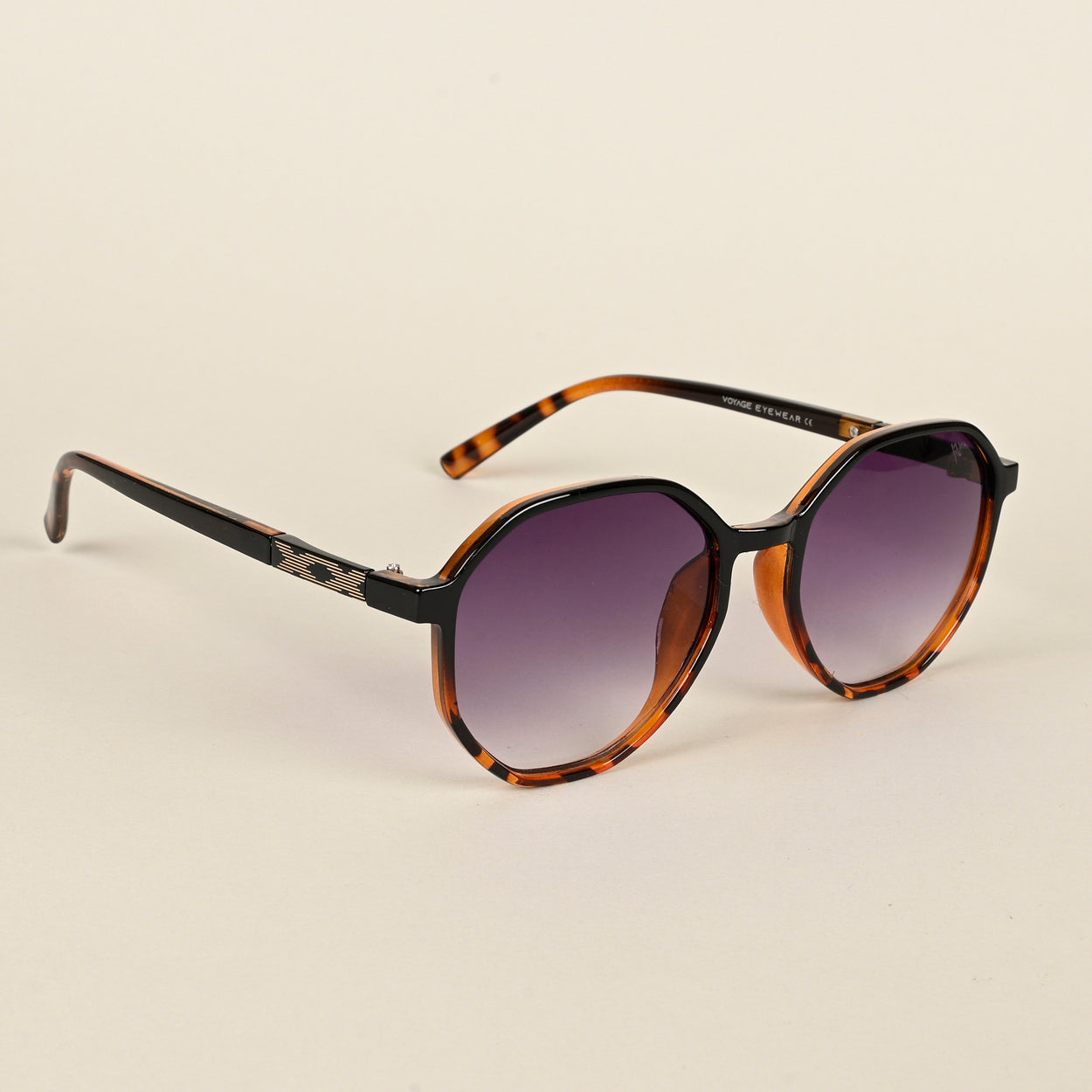 Voyage Purple & Clear Geometric Sunglasses for Women - MG4244