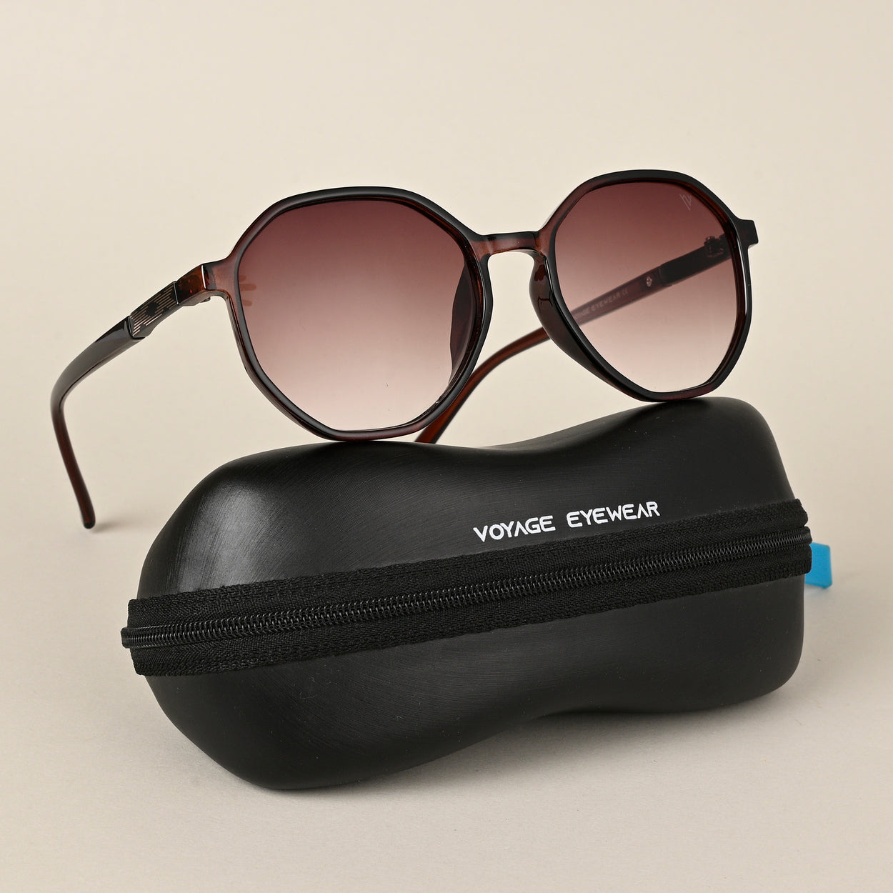 Voyage Brown Geometric Sunglasses for Women - MG4247