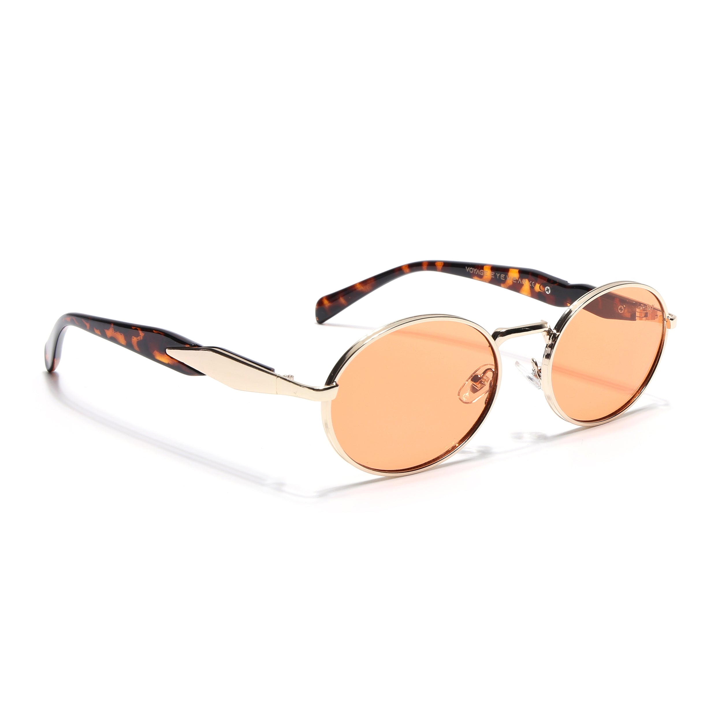 Oval Sunglasses for Men & Women (Orange Lens | Golden Frame - MG6890)