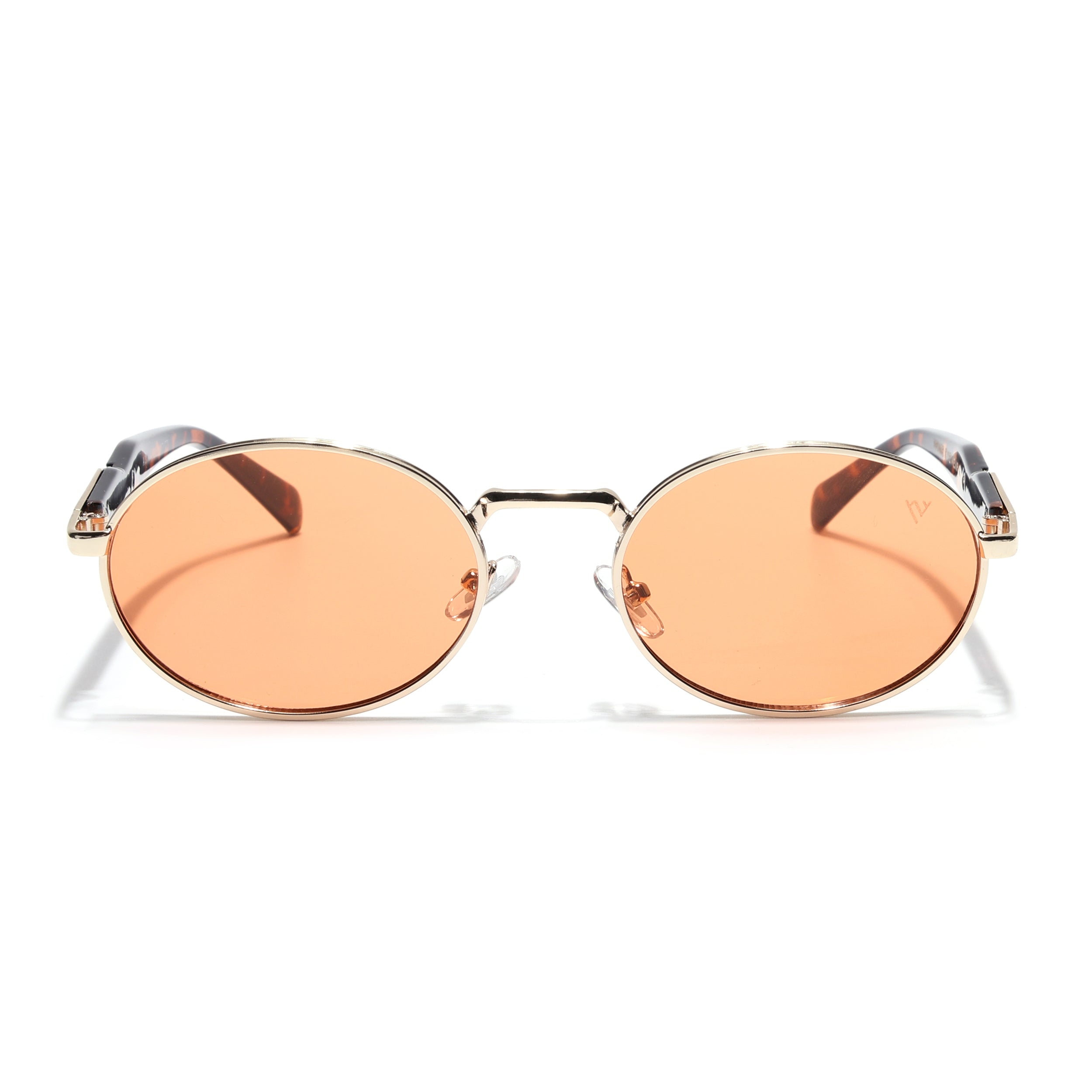 Oval Sunglasses for Men & Women (Orange Lens | Golden Frame - MG6890)