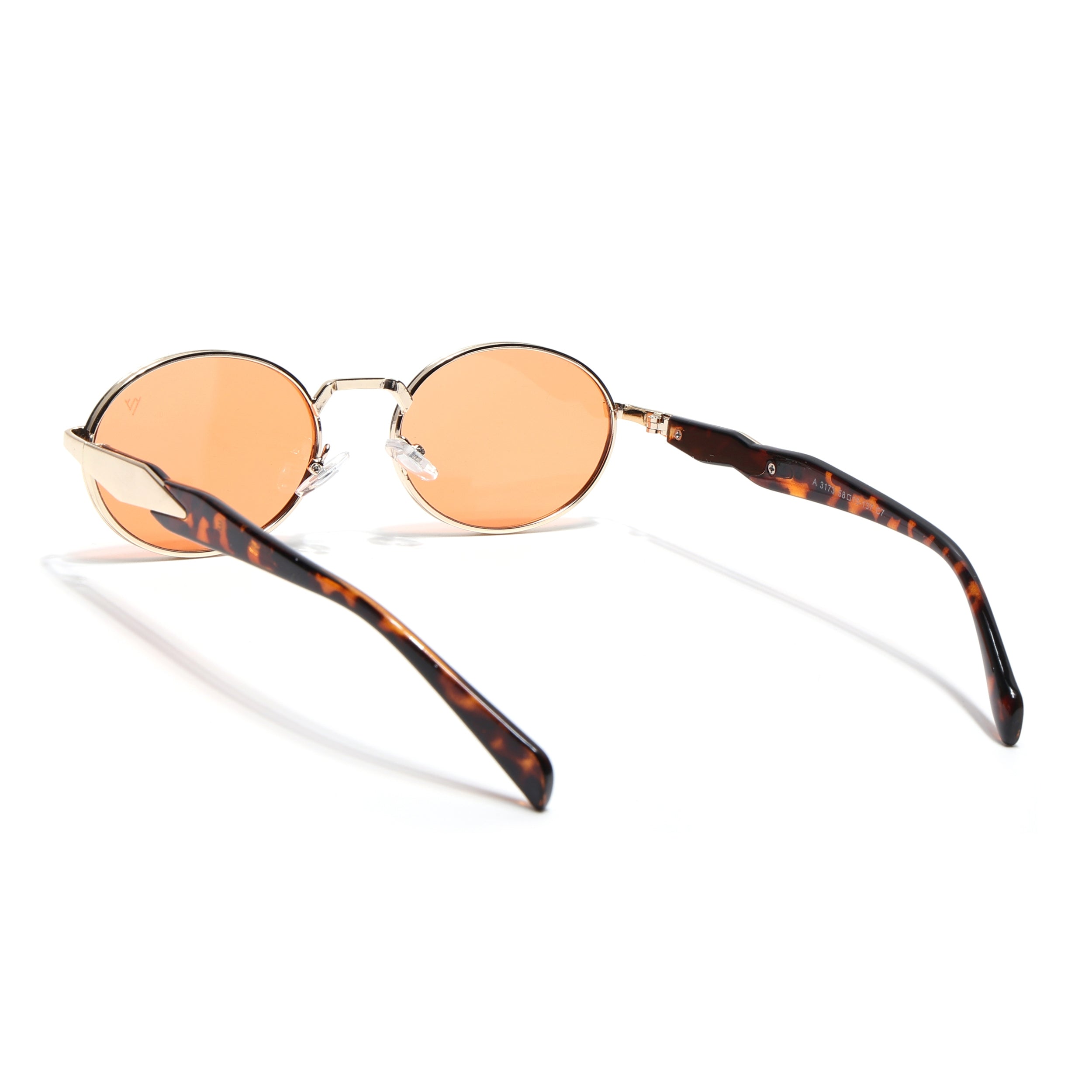 Oval Sunglasses for Men & Women (Orange Lens | Golden Frame - MG6890)
