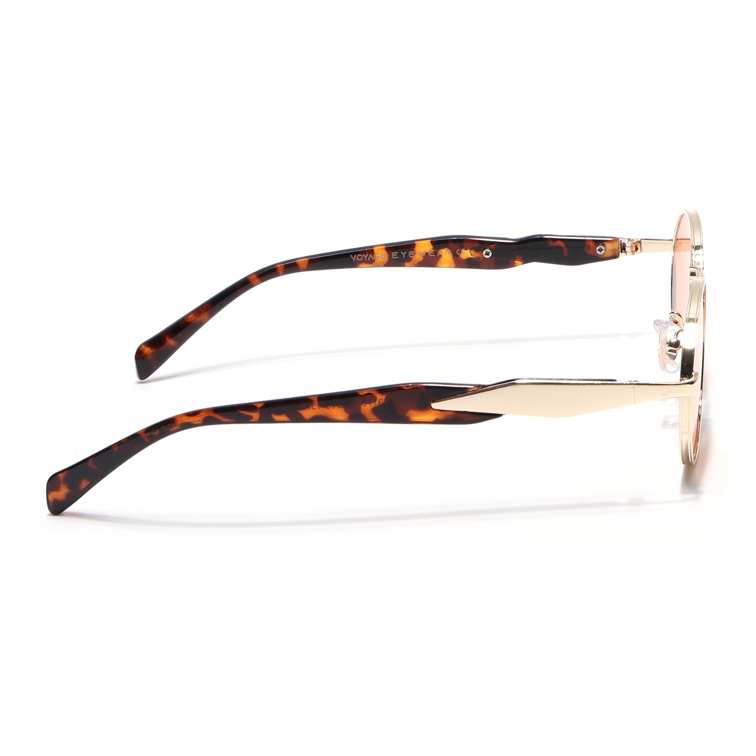 Oval Sunglasses for Men & Women (Orange Lens | Golden Frame - MG6890)