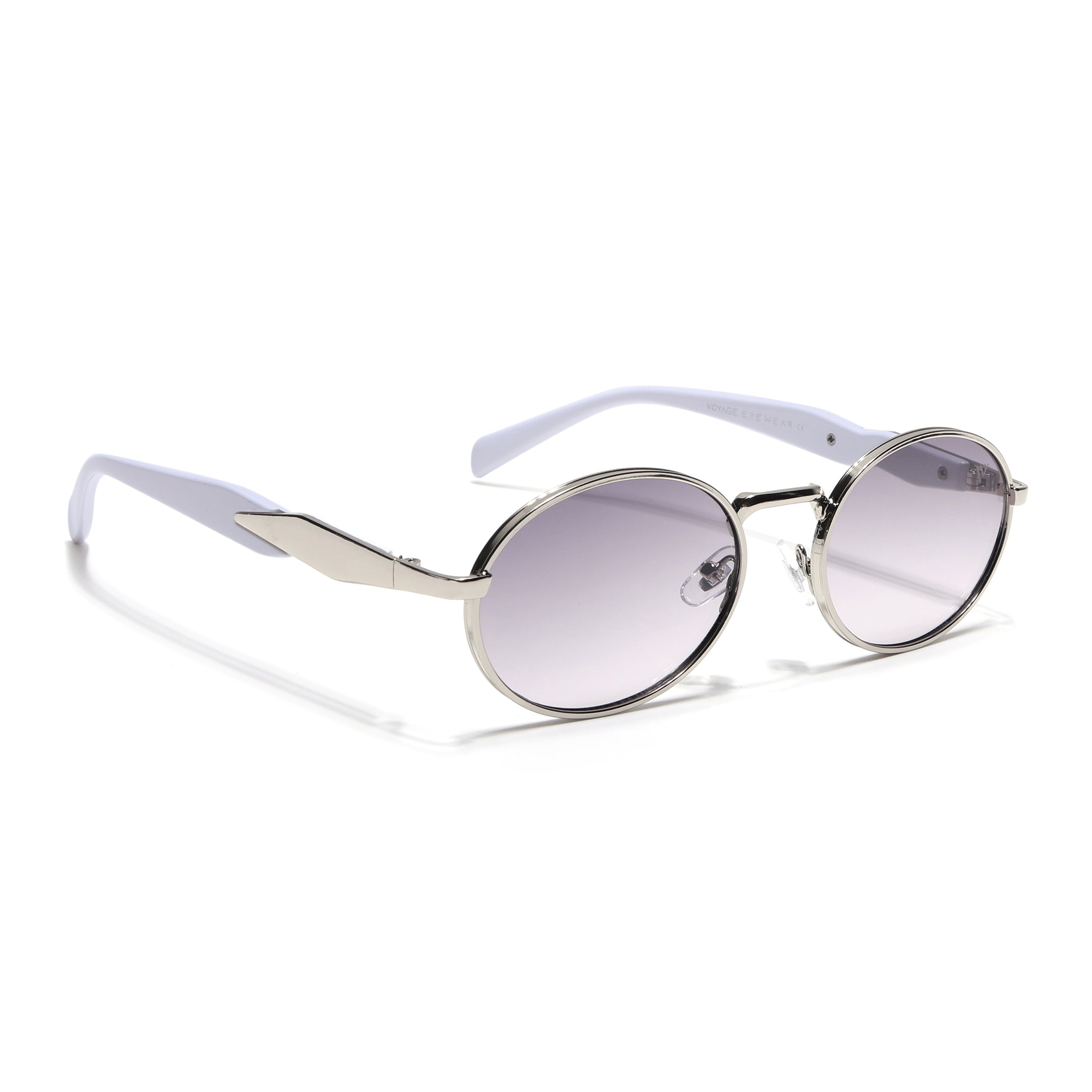 Oval Sunglasses for Men & Women (Light Grey & Clear Lens | Silver Frame - MG6892)