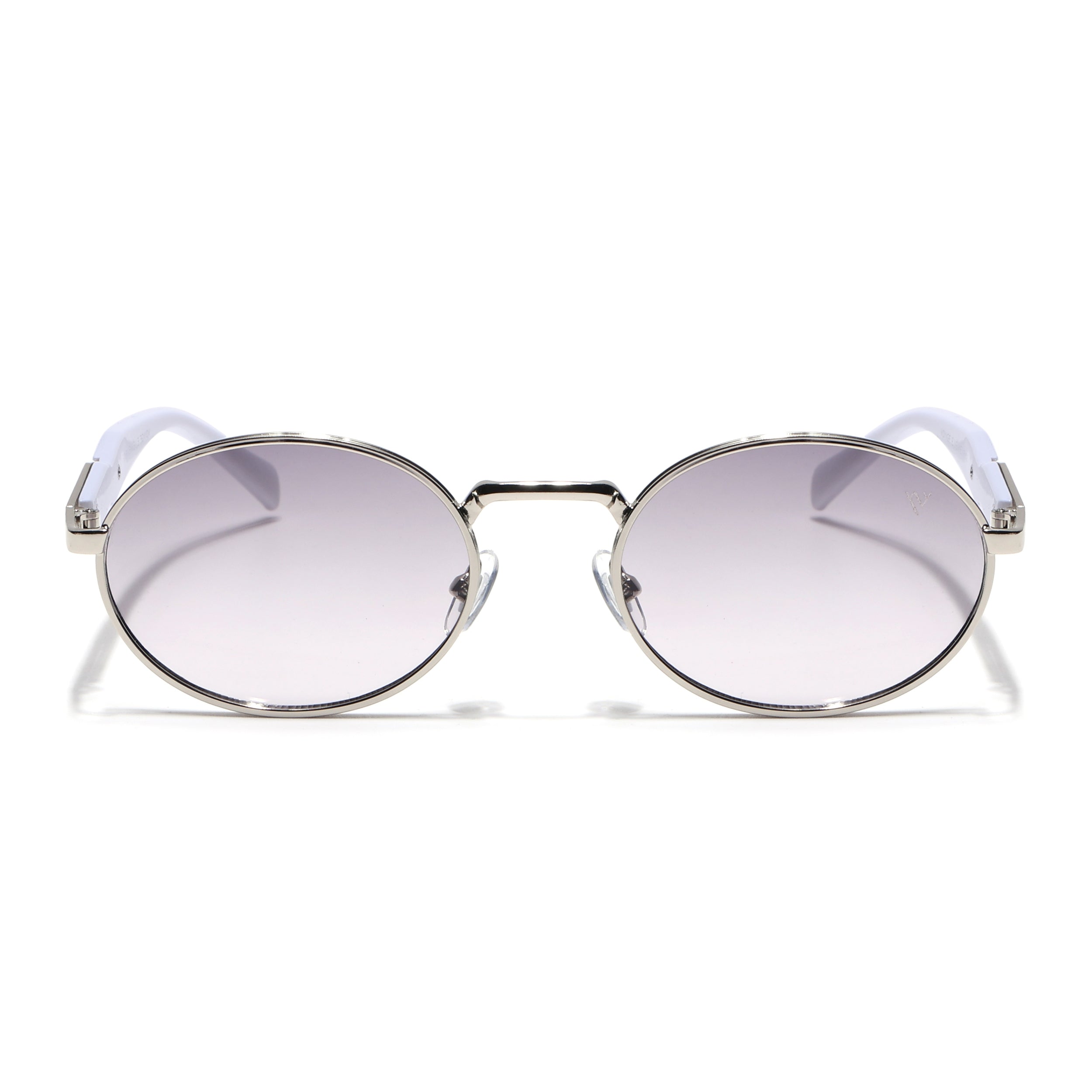Oval Sunglasses for Men & Women (Light Grey & Clear Lens | Silver Frame - MG6892)