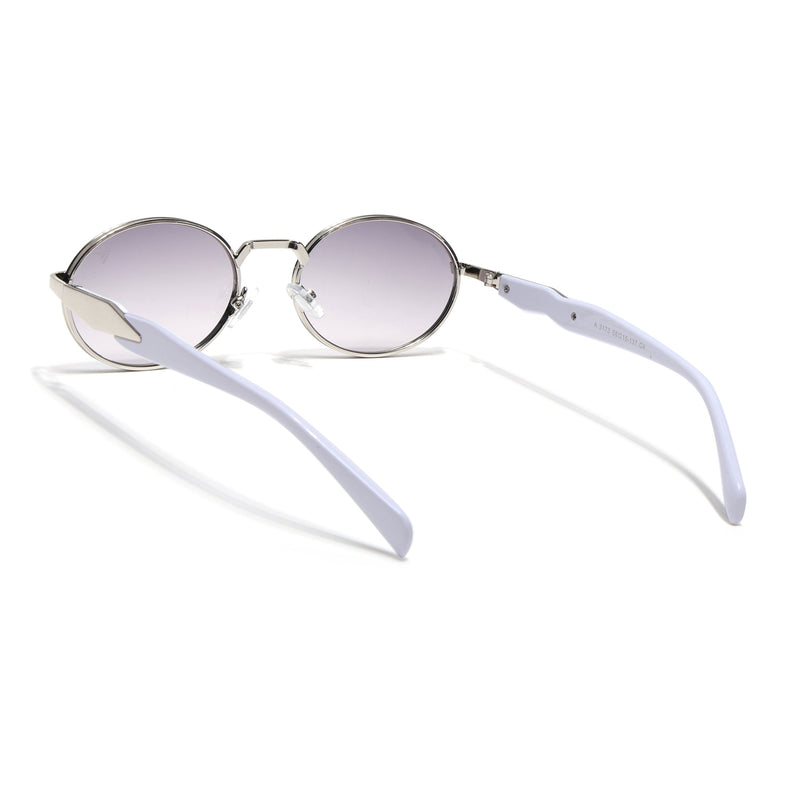 Celeste | Silver Oval Sunglasses | Light Grey & Clear Lens  - MG6892