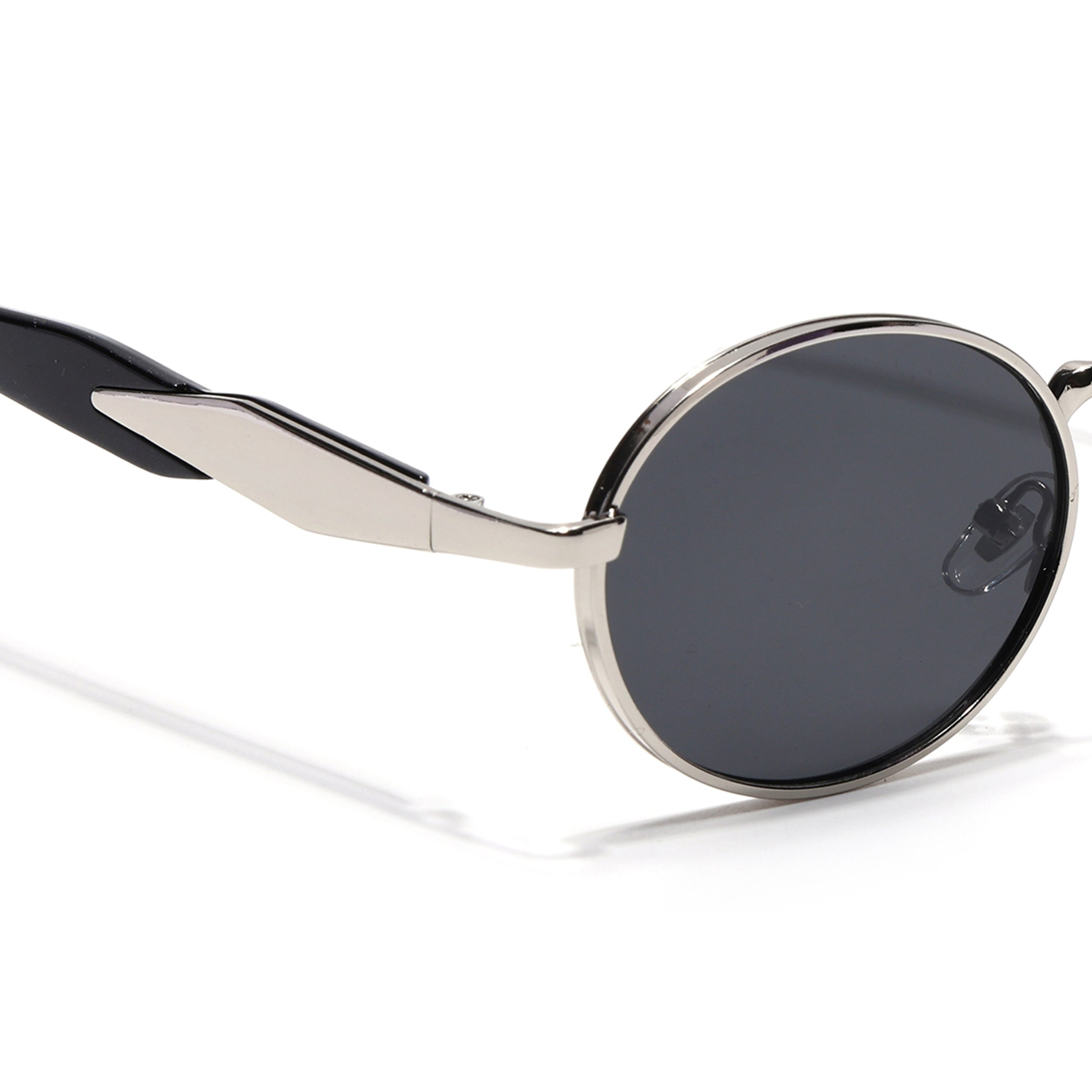 Celeste | Silver Oval Sunglasses | Black Lens - MG7376