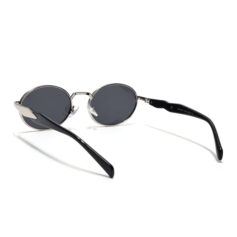 Celeste | Silver Oval Sunglasses | Black Lens - MG7376