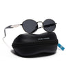 Celeste | Silver Oval Sunglasses | Black Lens - MG7376