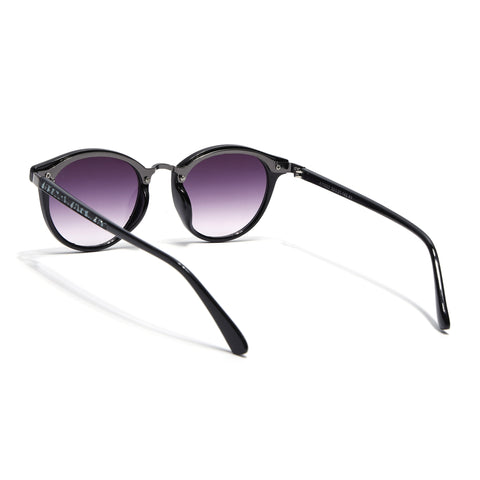 Round Sunglasses for Women (Purple & Clear Lens | Black Frame - MG7248)
